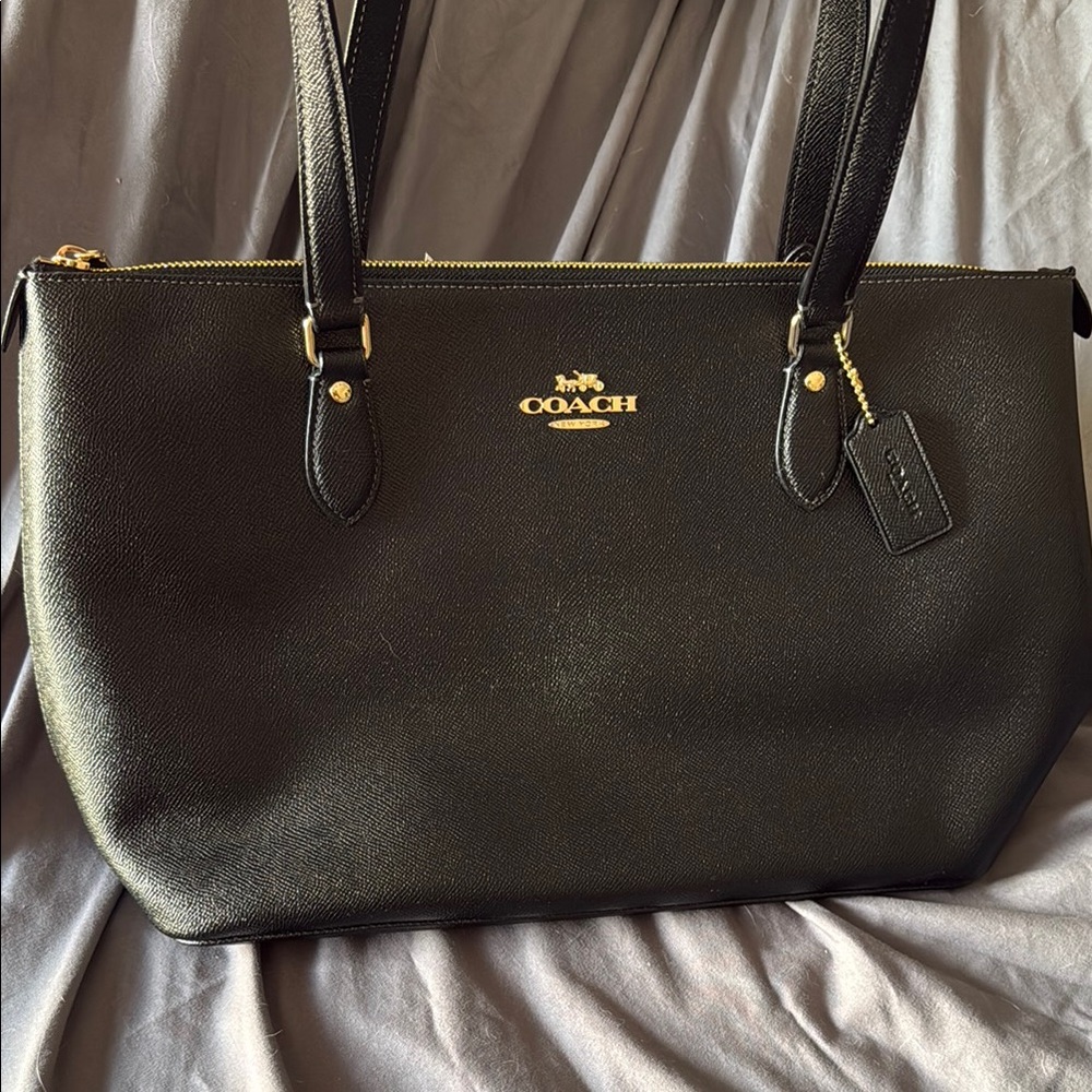 Coach Black Leather Tote Bag